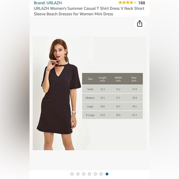 URLAZH Women's Summer Casual T Shirt Dress V Neck Short Sleeve Beach Dress, M - Picture 7 of 7